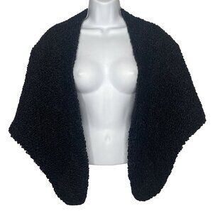 Retro 1930s Glam Shrug Capelet ONE SIZE Black Faux Persian Curly Lamb Open Front